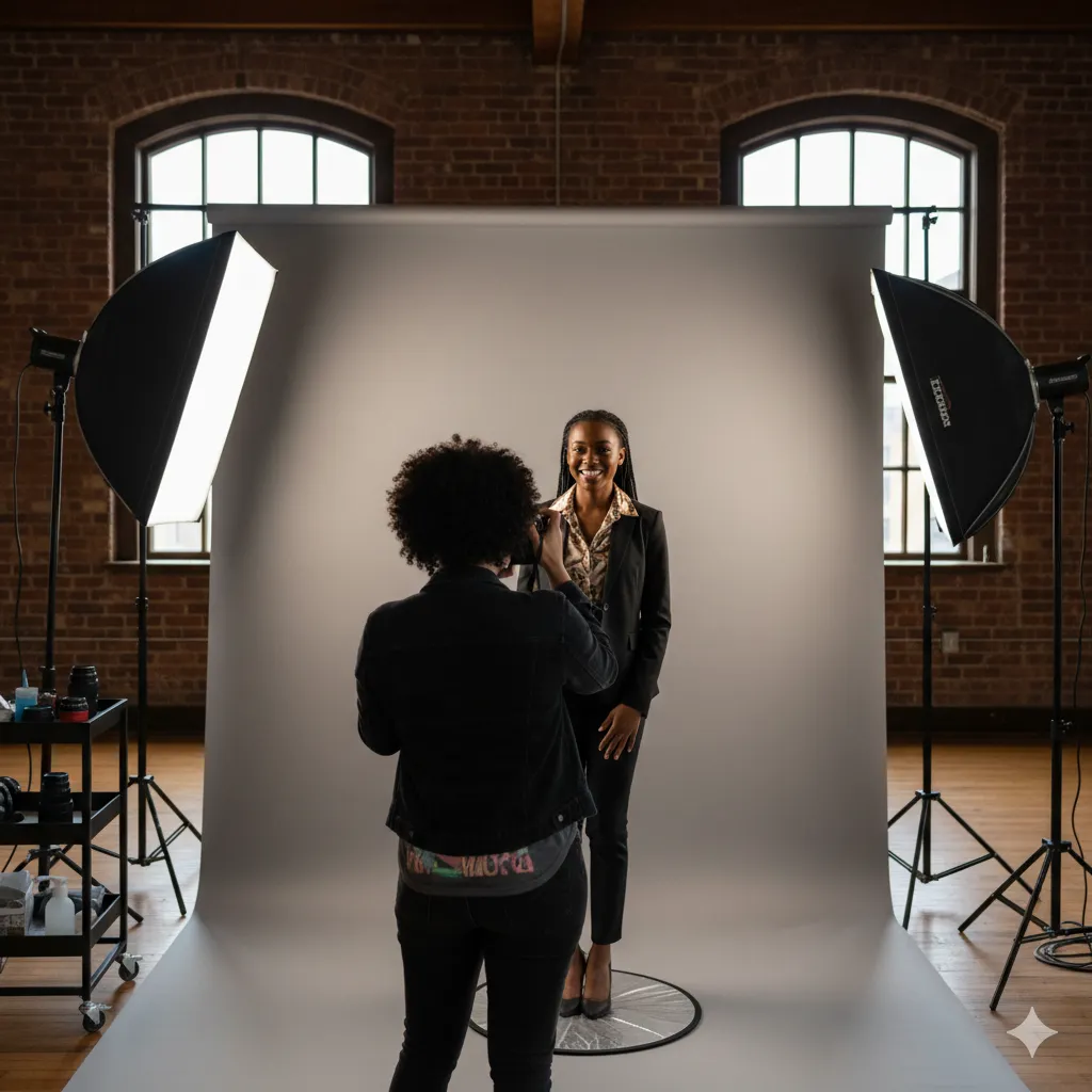 Professional photography session setup